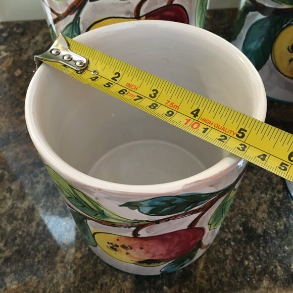 Vintage Italian Handpainted Red Clay Four Piece Cannister Set - Picture 14 of 16